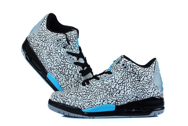 Air Jordan 3 Men Shoes White/Black/Deepskyblue Online